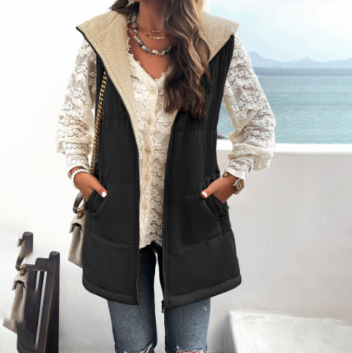 Women's Hooded Cotton Jacket with Pockets (One Piece)