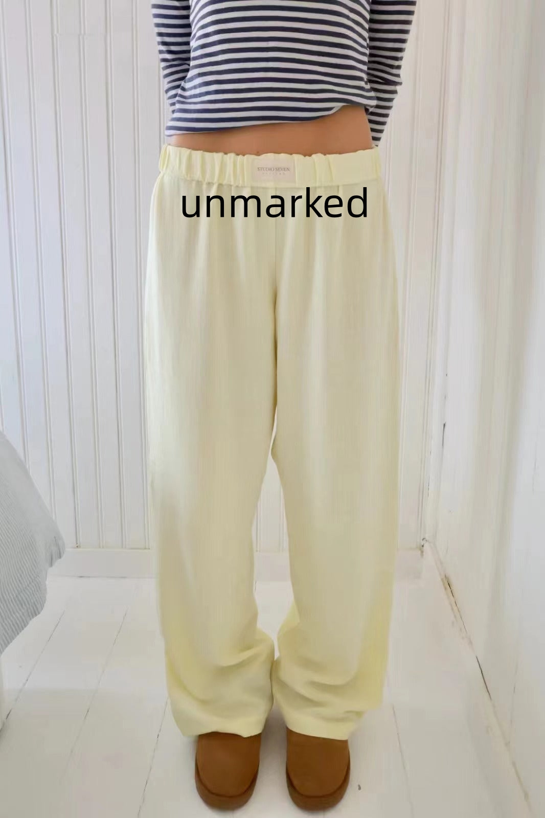 Fashion Y2K Striped Straight Trousers. Summer Elastic High Waist Wide Leg Pants For Women