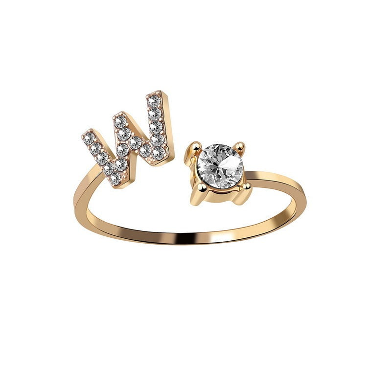 Adjustable 26 Initial Letter Rings. Fashion Simple Elegant Jewelry for Women