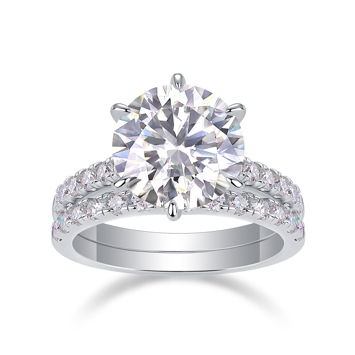 Arrange Large Diamond Rings. Luxuriously And Fashionably Moissanite Silver Rings set