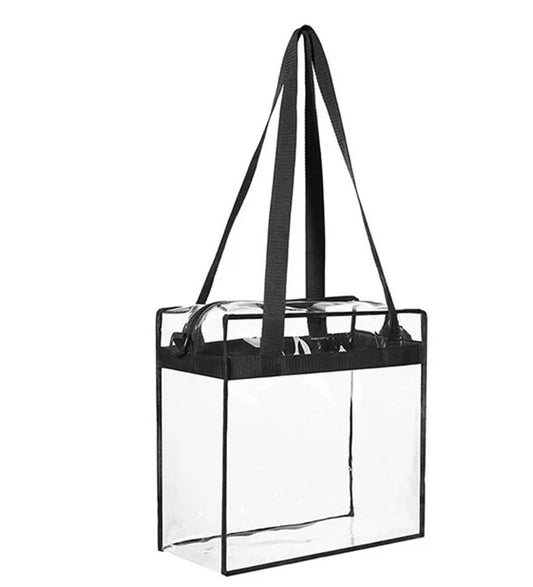 2x Clear PVC Tote Bag. Women Large Transparent Handbag Zip Purse Stadium Security