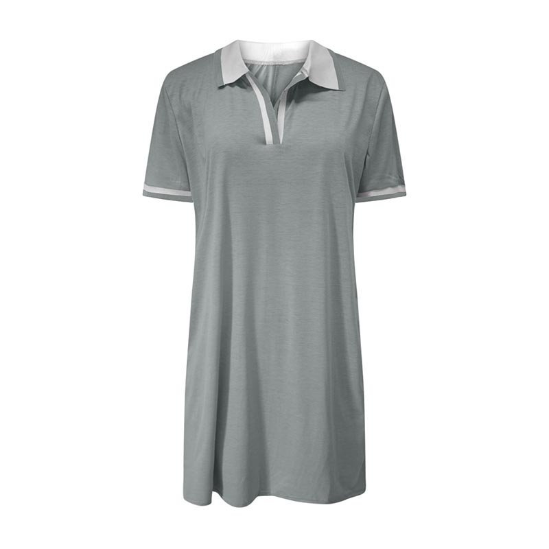 Women's Polo Dress. Short Sleeve V Neck Casual Summer Mini Shirt Dress With Pockets