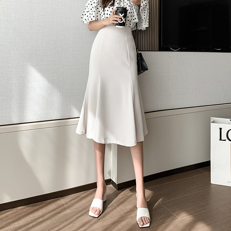 Commuter High Waist Mid-Length Skirt for Office Wear