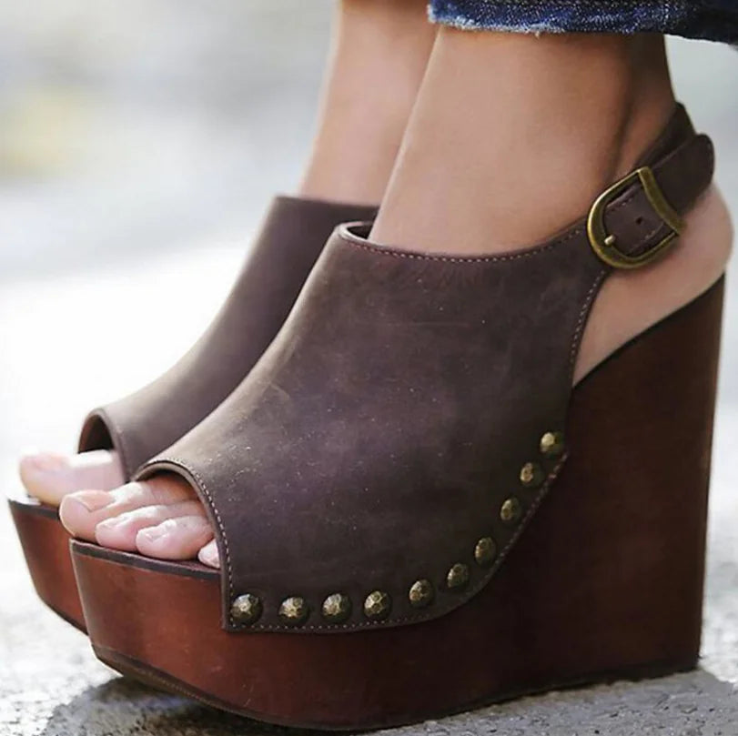 Wedge Sandals with Strap, Plus Size High Heels