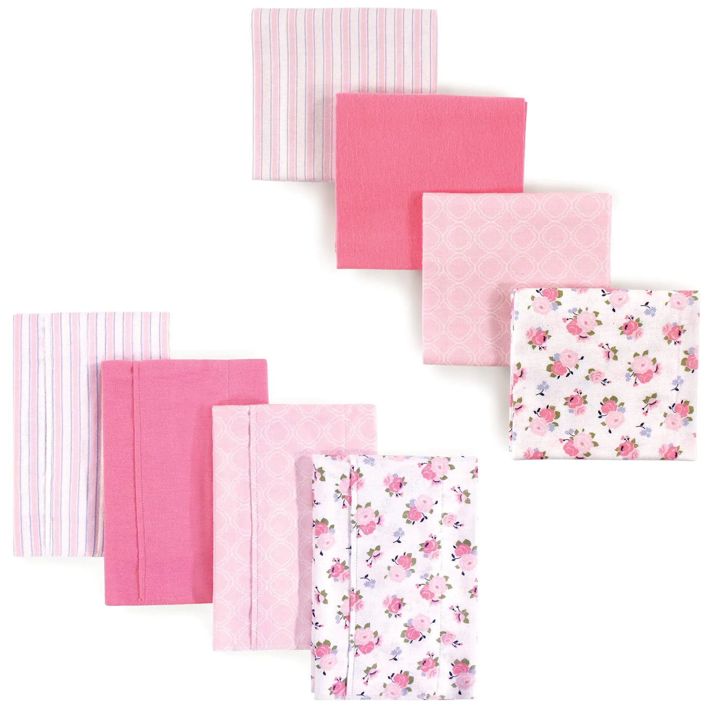 Luvable Friends Unisex Baby Cotton Flannel Burp Cloths and Receiving Blankets. 8-Piece Garden One Size