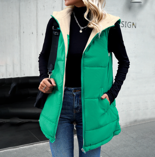 Women's Hooded Cotton Jacket with Pockets (One Piece)