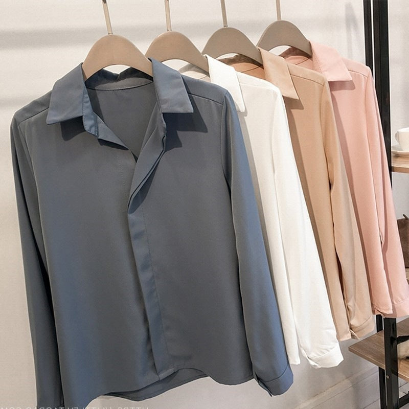 Casual Long Sleeve Chiffon Blouse for Office Wear