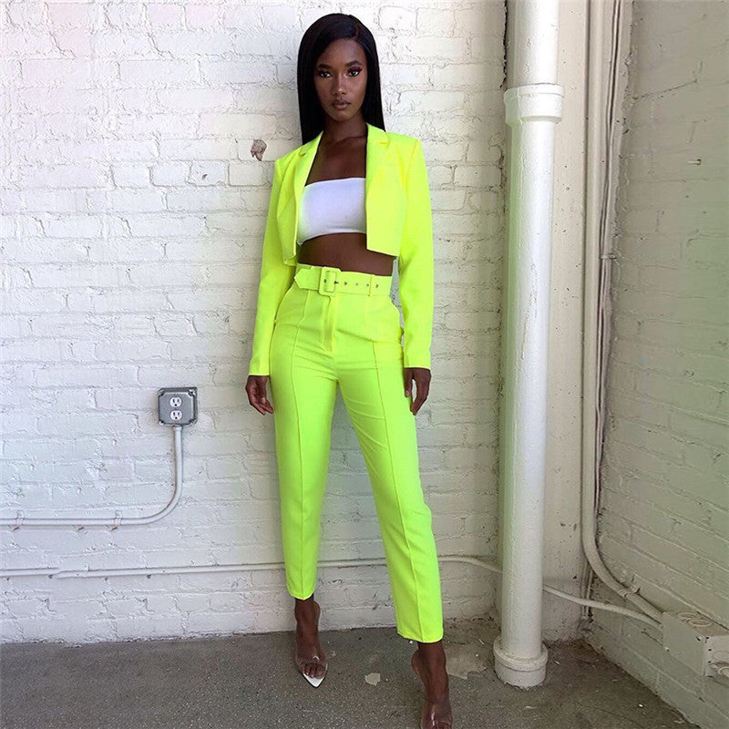 Women's Unbuttoned Blazer Two-Piece Set