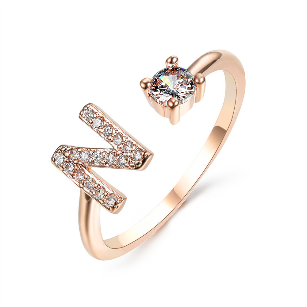 Adjustable 26 Initial Letter Rings. Fashion Simple Elegant Jewelry for Women