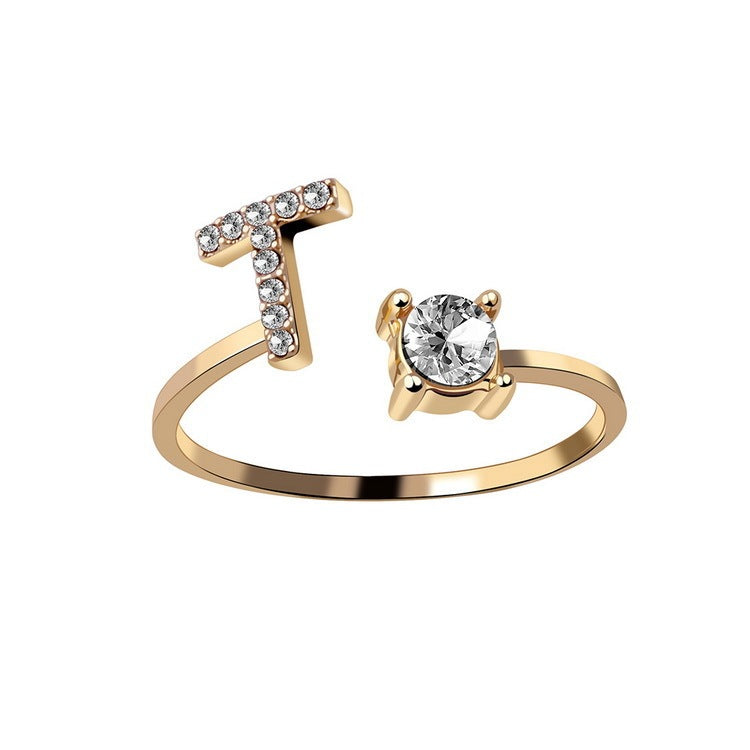 Adjustable 26 Initial Letter Rings. Fashion Simple Elegant Jewelry for Women