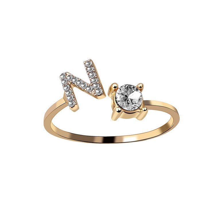 Adjustable 26 Initial Letter Rings. Fashion Simple Elegant Jewelry for Women