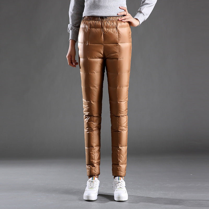 Warm Thickened White Duck Down Pants for Women