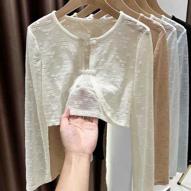 Solid Lace Long Sleeve Blouses for Women - Summer Fashion