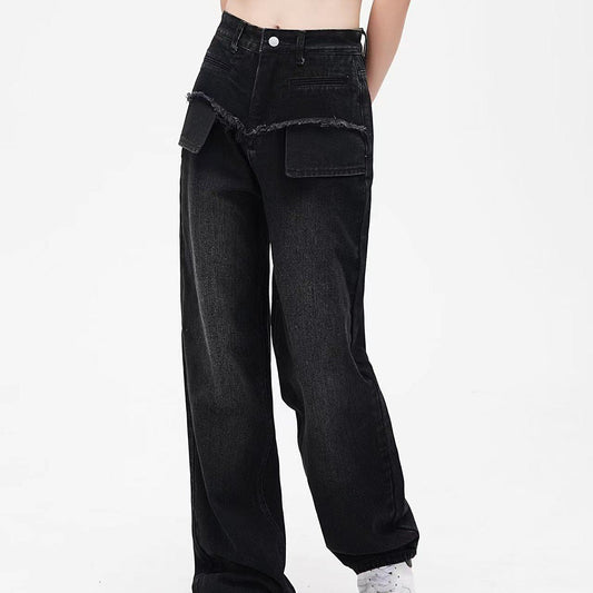 Women's Retro Distressed Straight Leg Jeans