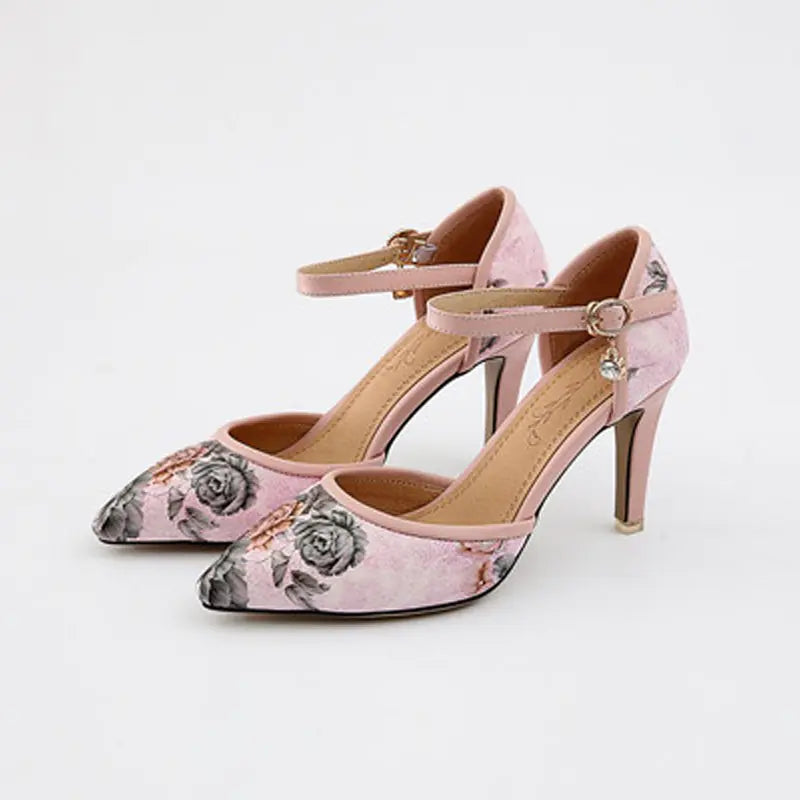 Fashionable Floral Pointed High Heels and Sandals