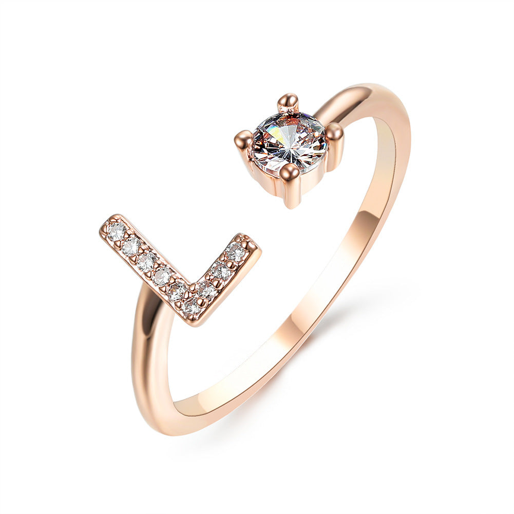 Adjustable 26 Initial Letter Rings. Fashion Simple Elegant Jewelry for Women