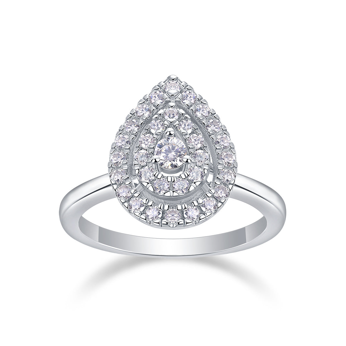 Set Of Large Diamond Rings. Luxury Fashion Set With Moissanite Silver Rings