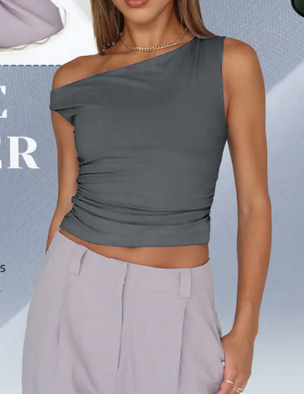 Women's Off-the-Shoulder Sleeveless Cropped Tank Top