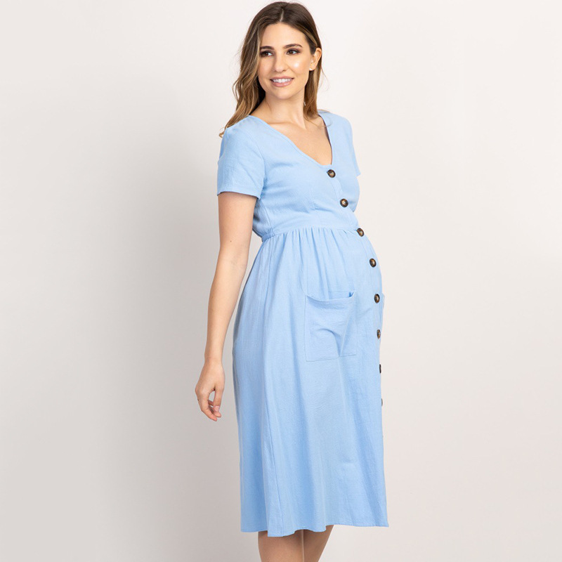 Maternity Dress with Button and Pocket Details