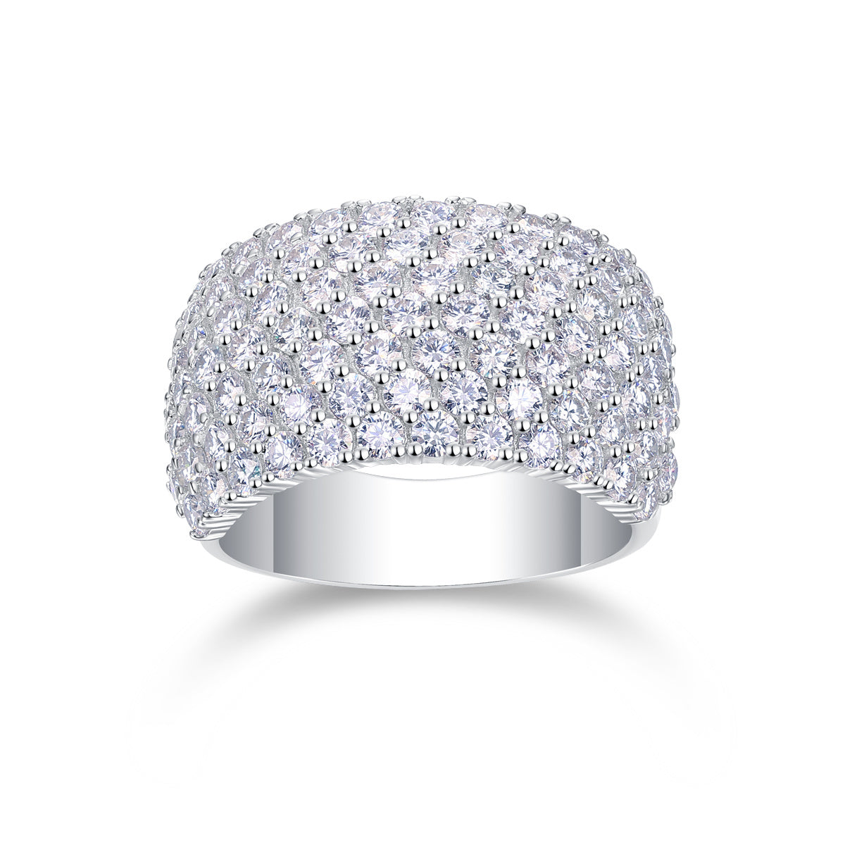 Multiple Row Diamond Wide Rings. Moissanite, Luxury Fashion Silver Rings