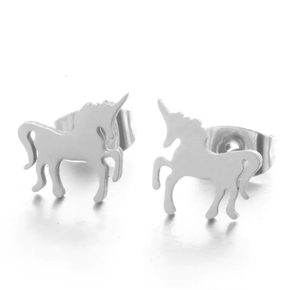 Unicorn Stud Earrings - Minimalist Alloy Jewelry