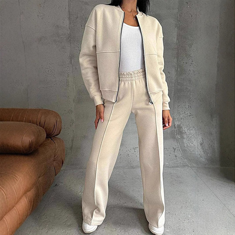 2 Piece Sweatsuit Set for women, Zip Up Long Sleeve Sweatshirt Jacket And Wide Leg Sweatpants