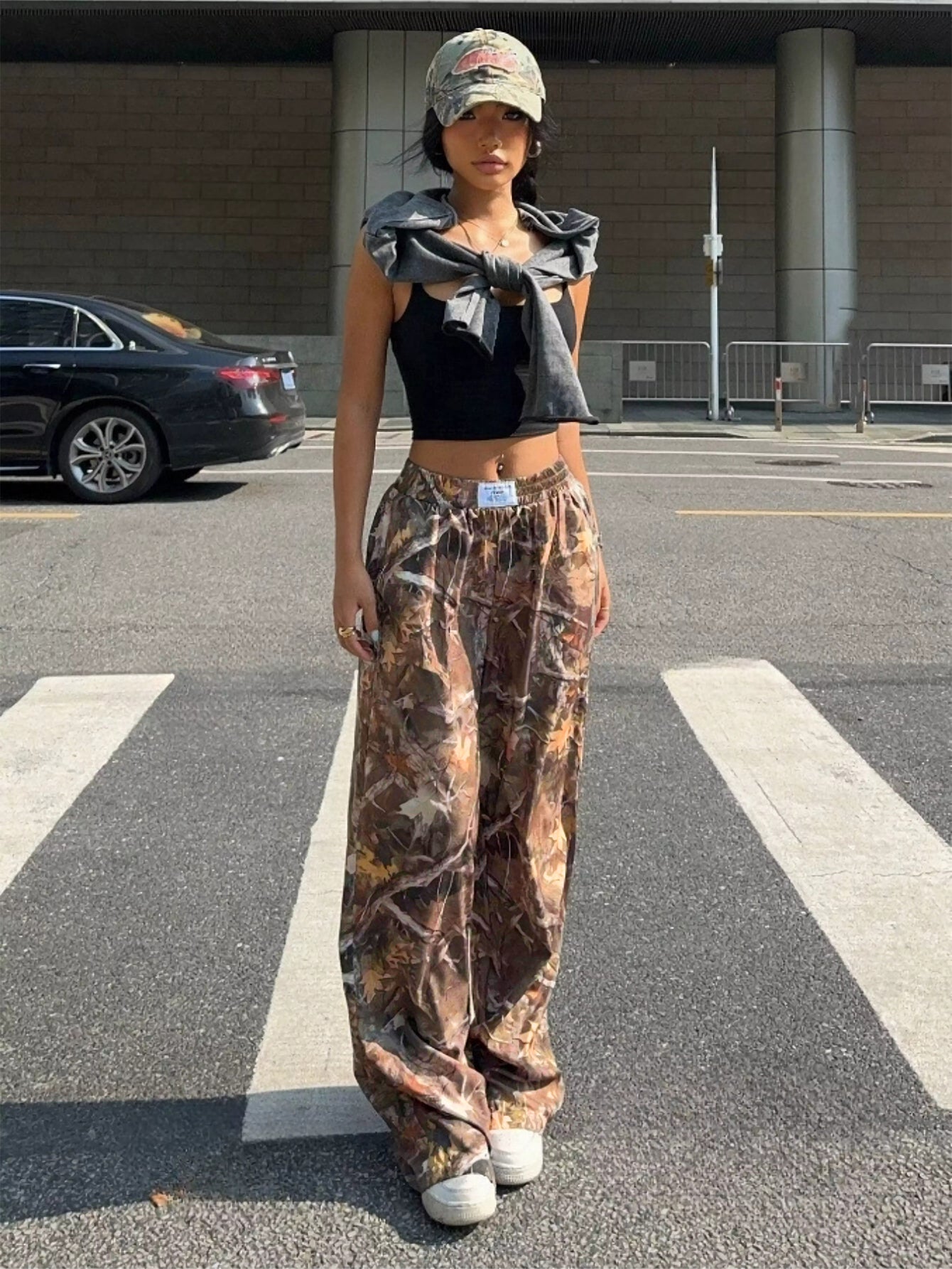 Slimming Casual Pants. Hip Hop Retro Street Multi-pocket Camouflage Cargo Pants, Y2k Grunge Baggy Trousers