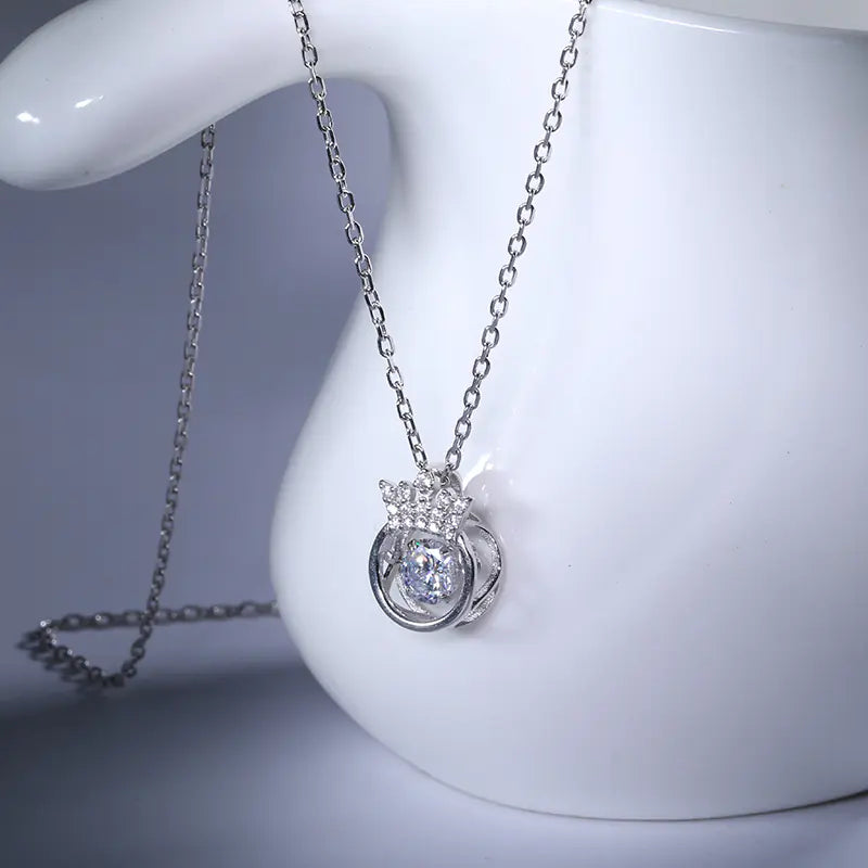 Crown Necklace, Pearl Studs, Round Shell Earrings