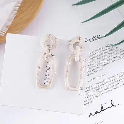Geometric Acrylic Earrings - Retro Style for Women
