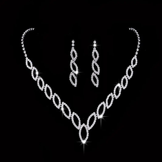 Classic Kiss Earrings and Necklace Bridal Set