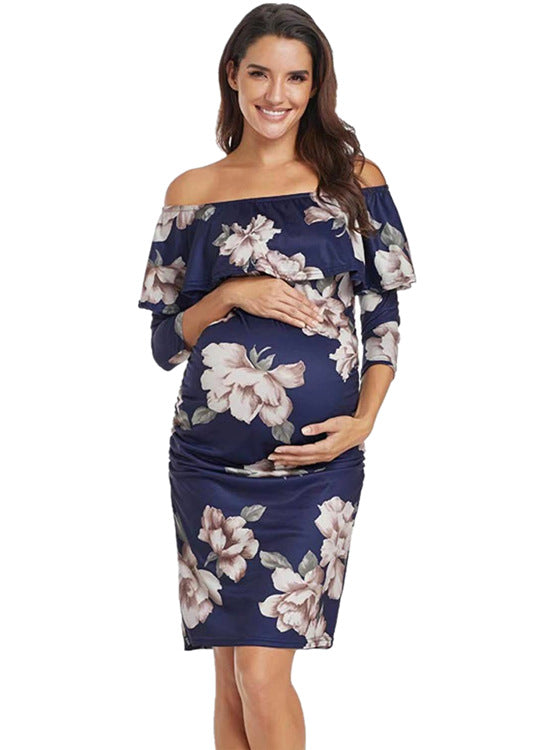 Women's Floral Off-Shoulder Maternity Dress
