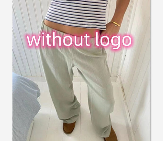 Fashion Y2K Striped Straight Trousers. Summer Elastic High Waist Wide Leg Pants For Women