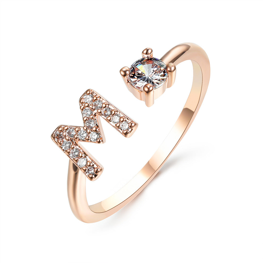 Adjustable 26 Initial Letter Rings. Fashion Simple Elegant Jewelry for Women