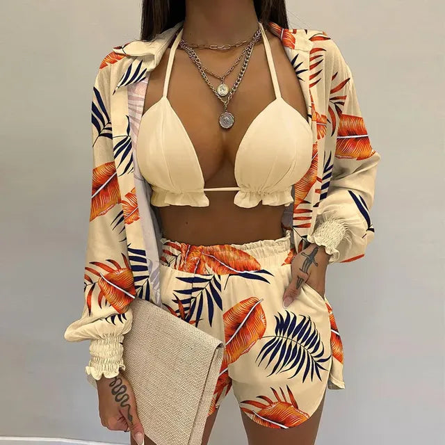 Summer Women's Sexy Three-Piece Beach Outfit