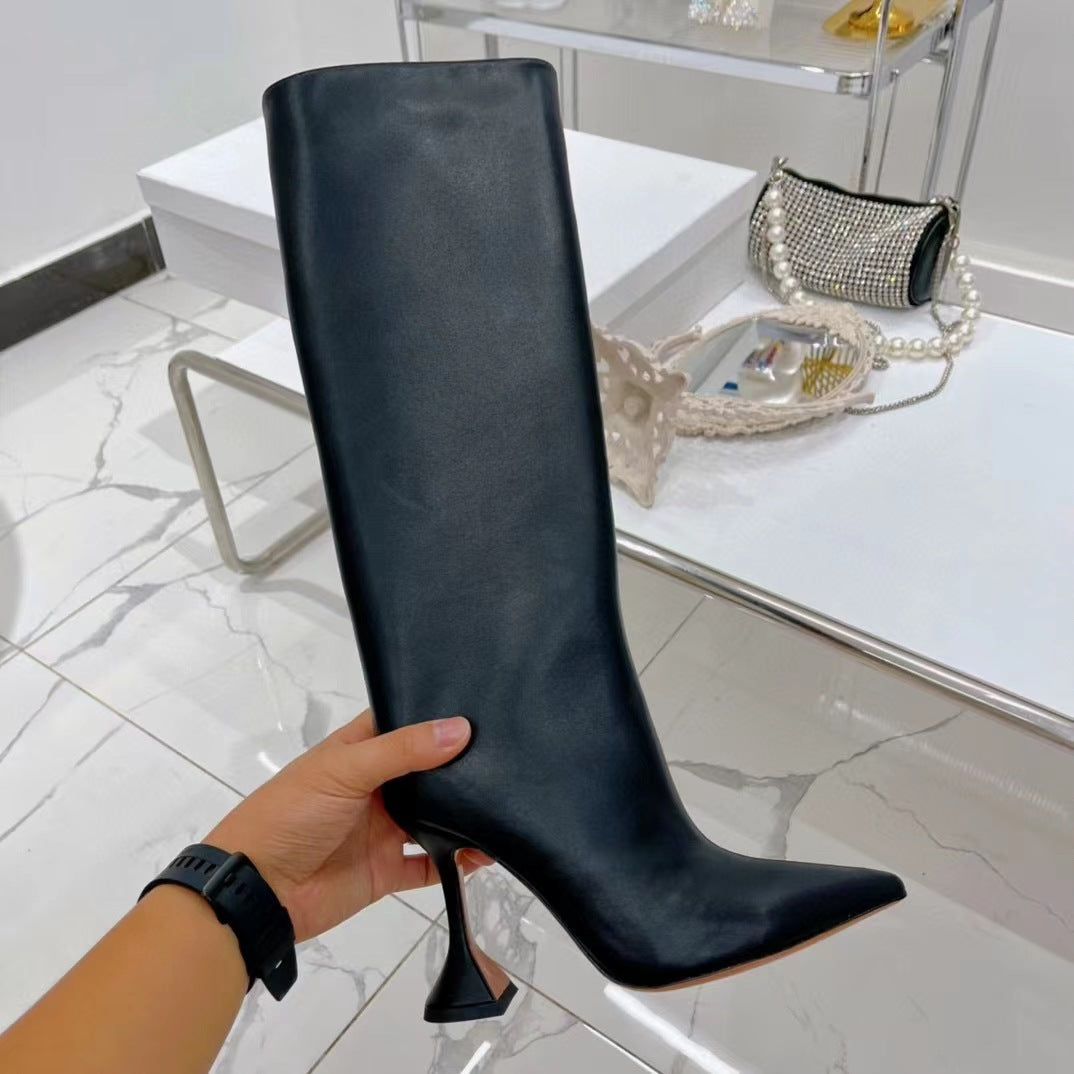 Pointed Women's High Heels with Side Zipper Design