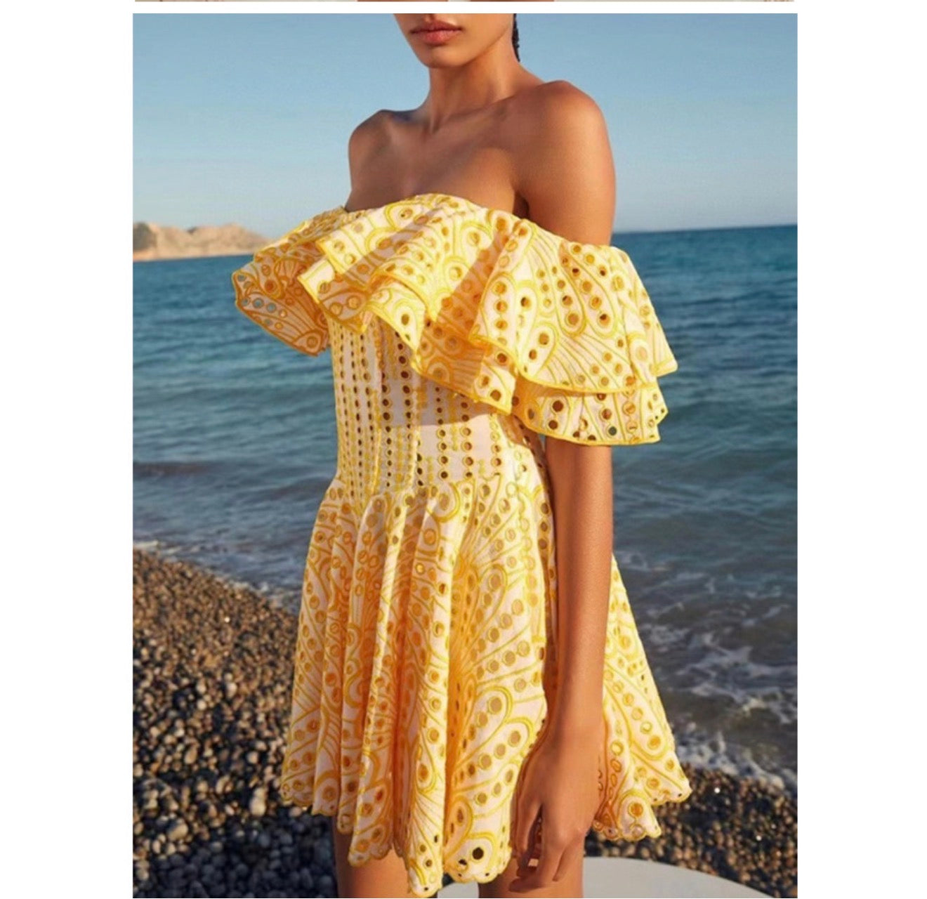 Sweet Sexy Off-Shoulder Ruffled Embroidered Dress