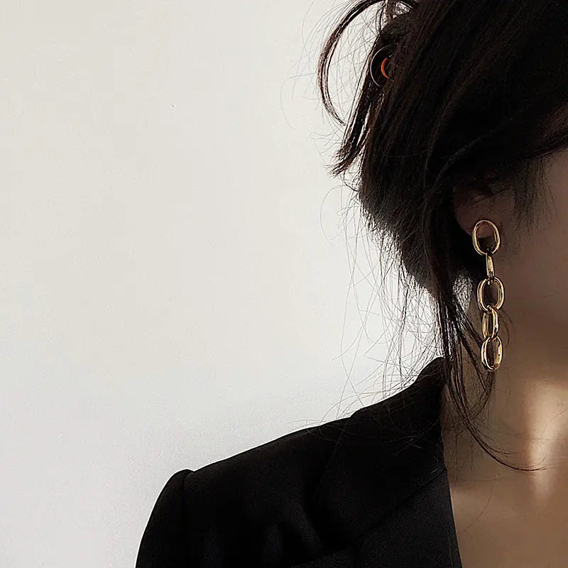 Korean Statement Chain Earrings for Stylish Women