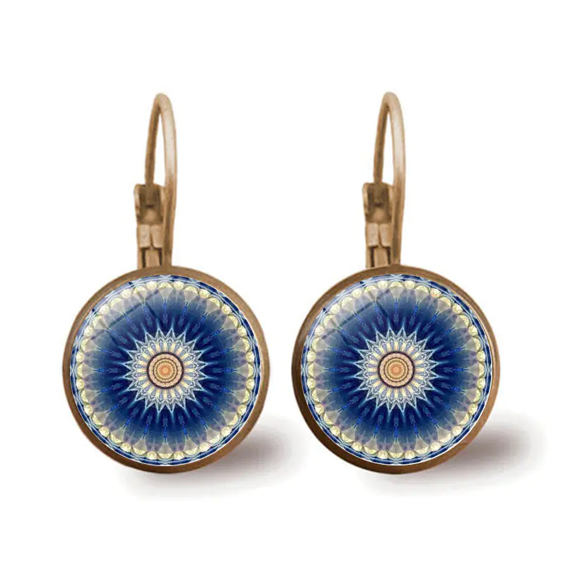 Vintage Yoga Mandala Flower Earrings for Women