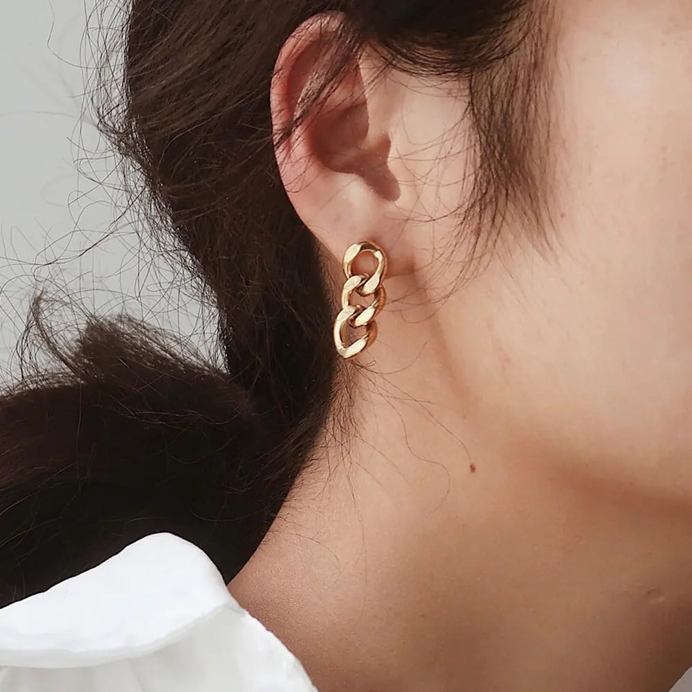 Punk Cuban Chain Earrings for Women's Business Party