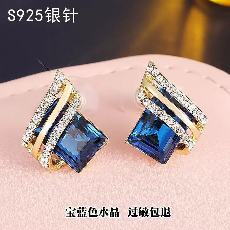 Geometric Crystal Earrings for Women - Hypoallergenic