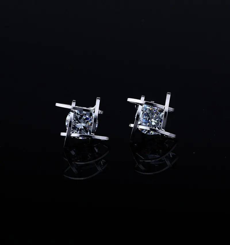 Geometric Zircon Stud Earrings for Women