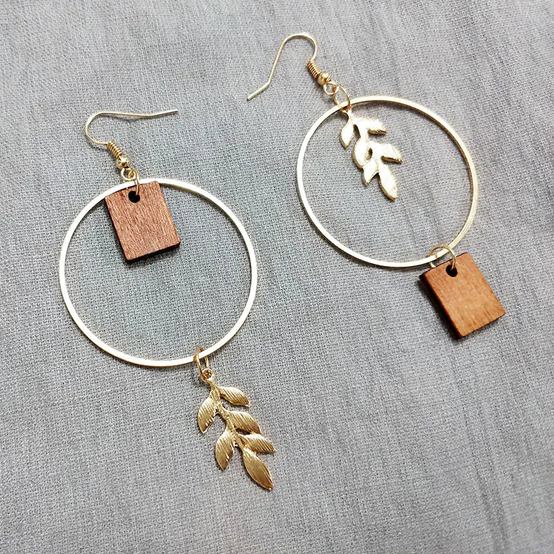 Wooden Leaf Earrings for Women - Fashionable Design