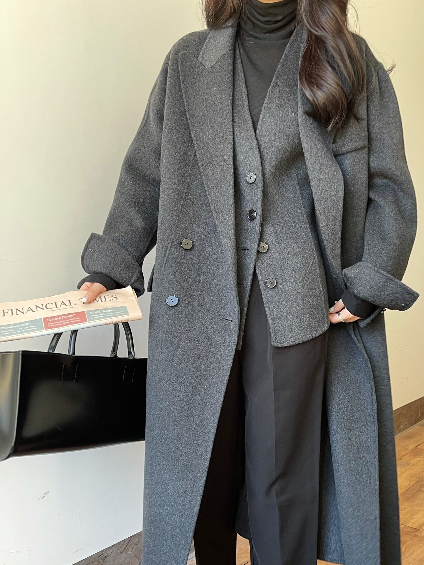 Women's Two-Piece Woolen Coat Vest Set