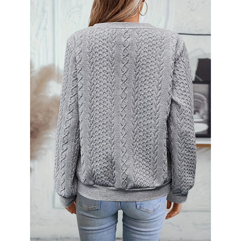 Women's Textured Half Zip Pullover Tops. Casual Long Sleeve Crewneck Sweatshirts