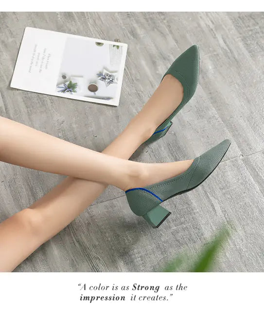 Women's Breathable Woven Pointed High Heels Shoes