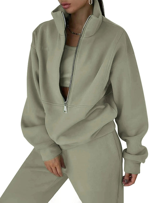 Himosyber Women Sweatsuits. Half Zip Fleece Sweatshirt and Pant, 2 Piece Joggers Set Tracksuit