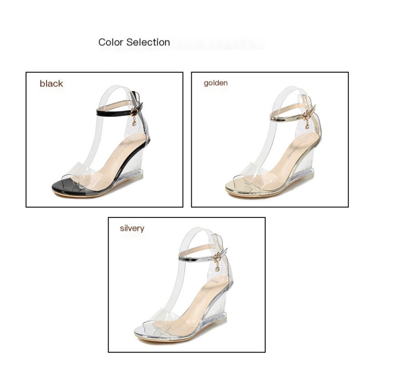 Transparent Wedge Heels with Snake Print Sandals