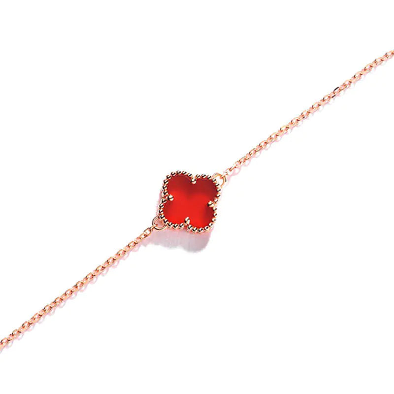 S925 Silver Necklace and Clover Bracelet for Women