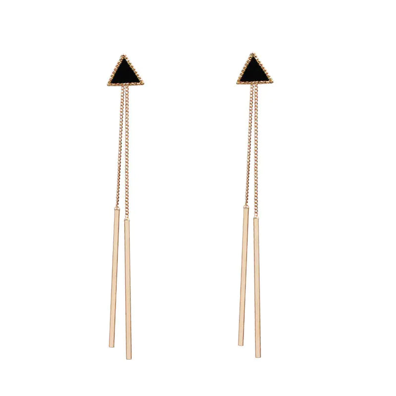 Fashionable Long Triangle Earrings with Tassels for Women