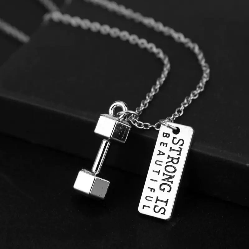 Dumbbell Pendant Necklace - Trendy Fitness Jewelry